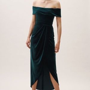 Emerald Edison Velvet Dress, Tulip Hem
